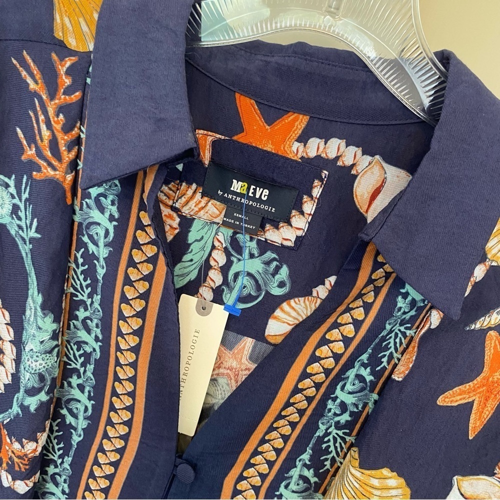NEW Anthropologie MAEVE Blie Sea Shell Button Up Blouse - Picture 5 of 13